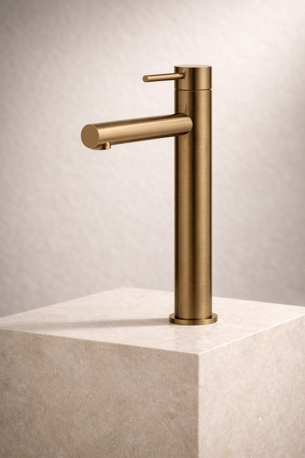 Antique Brass faucet on a neutral background