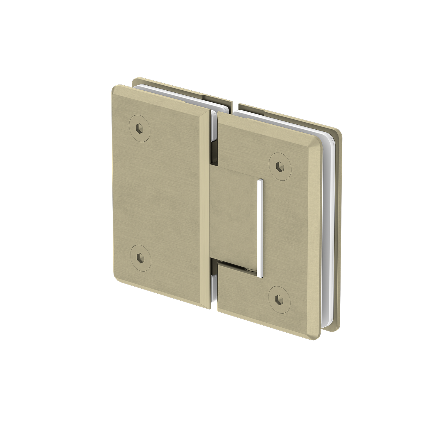 Brushed gold bracket on a white background