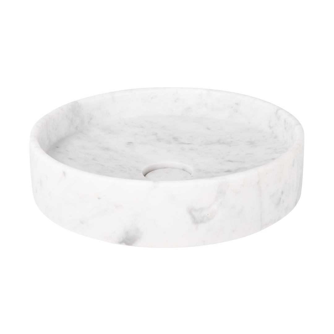 White marble basin on a white background