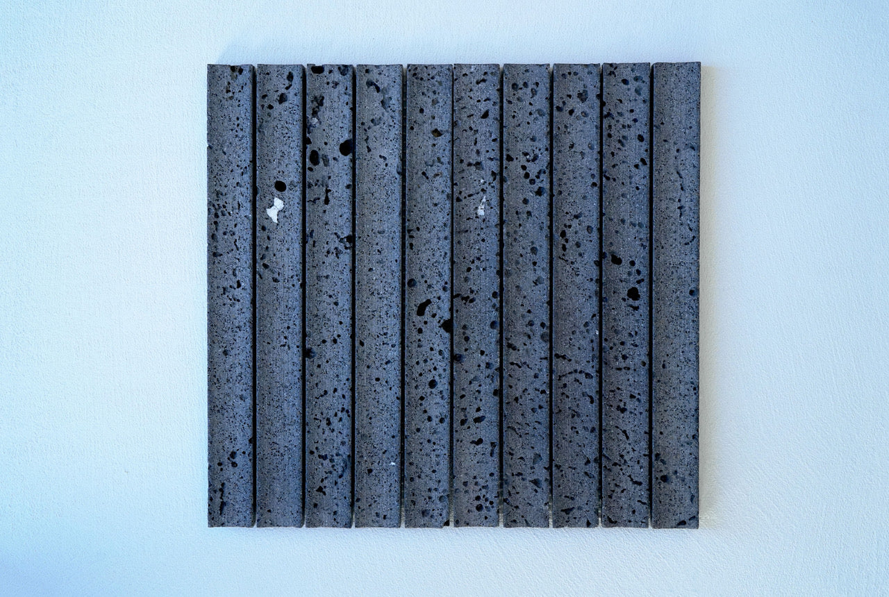 LINEA Concave Linear Stone Mosaic — Basalt