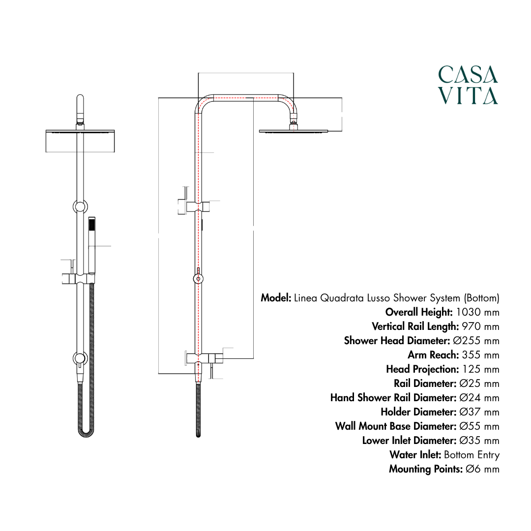 Linea Quadrata Lusso Shower System