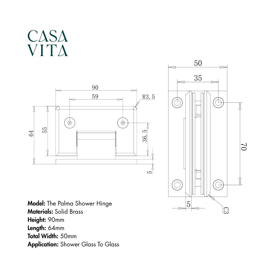 The Palma Shower Hinge