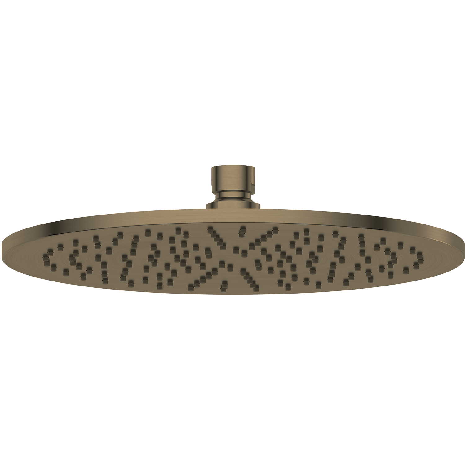 Antique Brass shower head with a textured surface on a white background