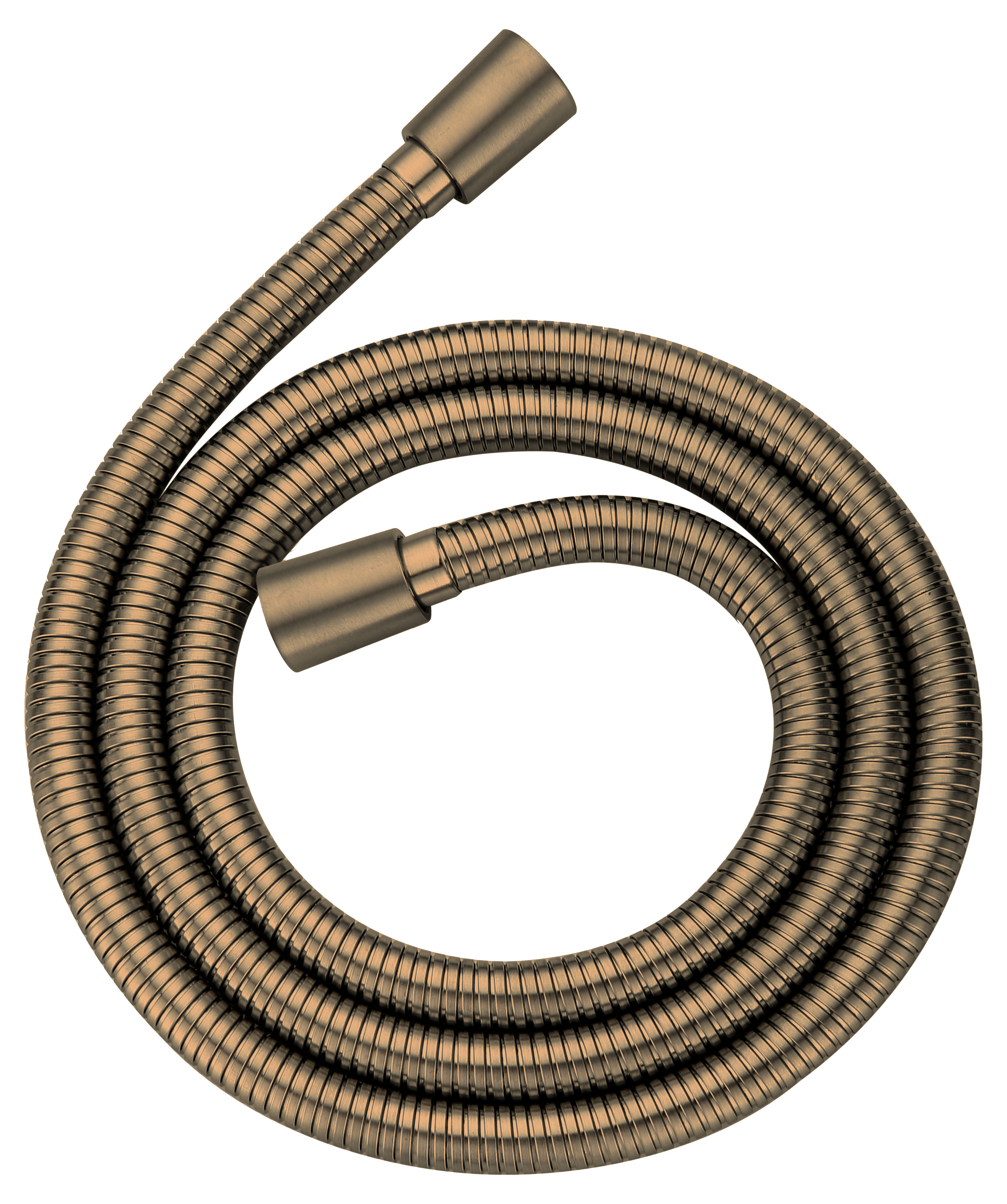 Antique Brass flexible hose with brass connectors on a white background