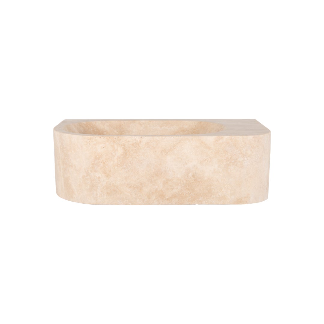 Beige marble basin on a white background