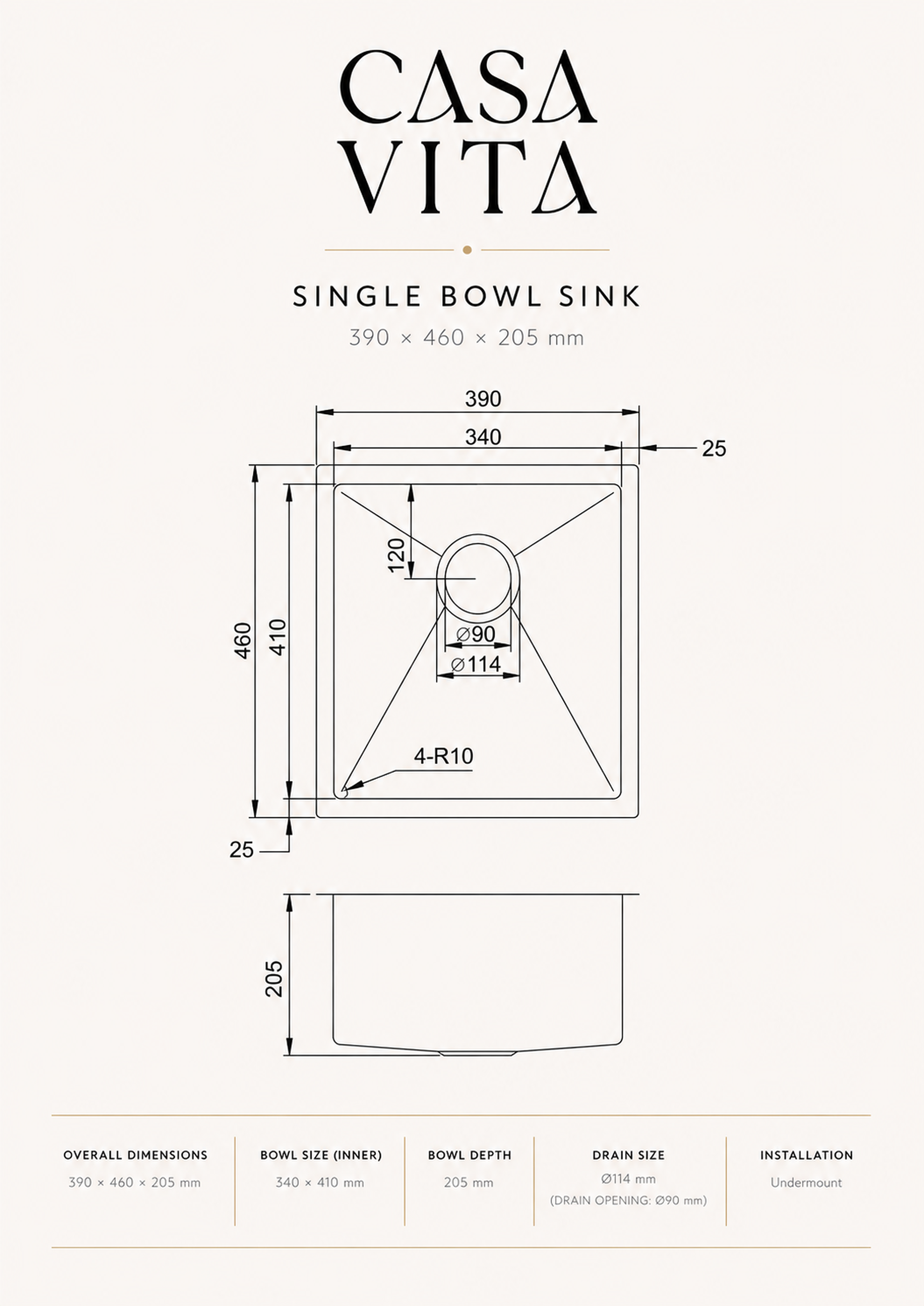 RAVELLO Compact Single Bowl Sink