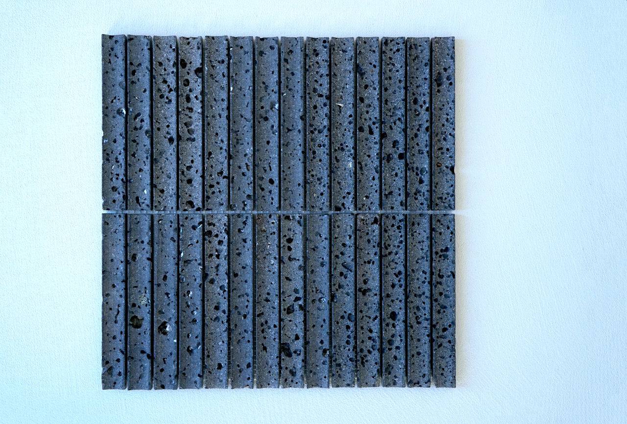 LINEA Concave Natural Stone Mosaic — Basalt