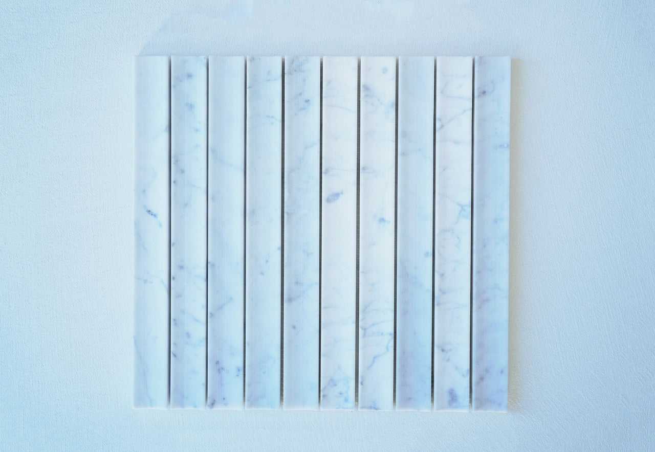 LINEA Concave Natural Stone Mosaic — Bianco