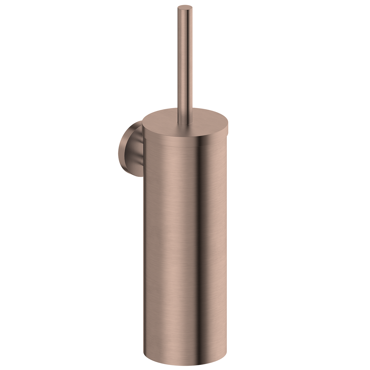 Rose Gold toilet brush holder on a white background