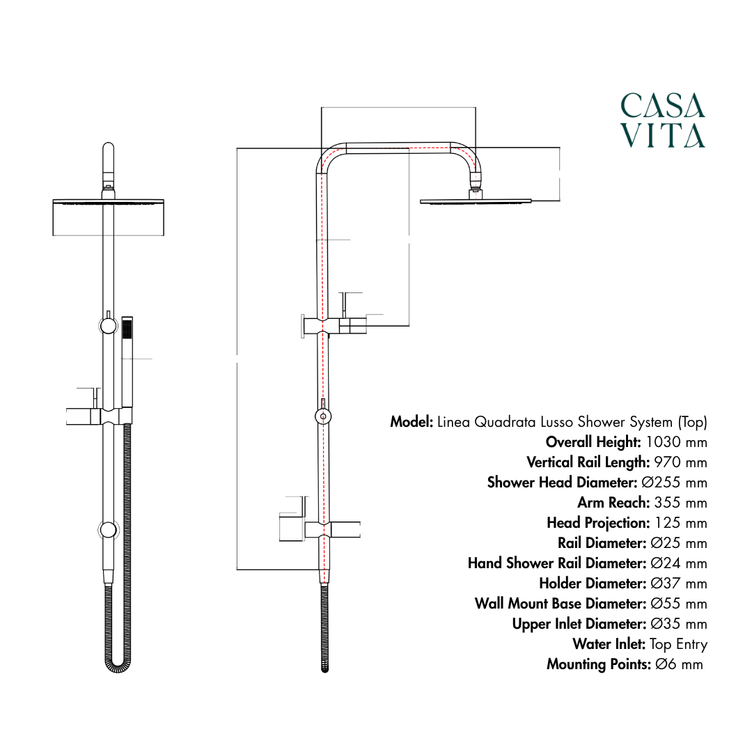 Linea Quadrata Lusso Shower System