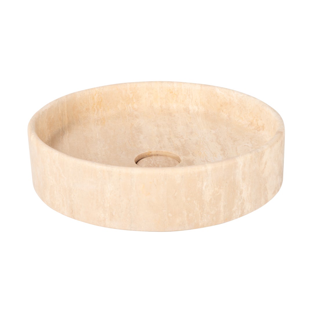 Beige marble basin on a white background