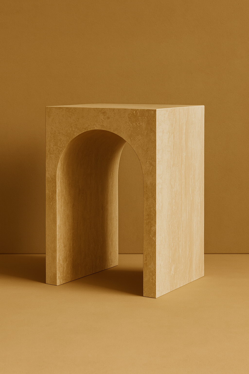 Beige architectural structure with an arch on a matching background