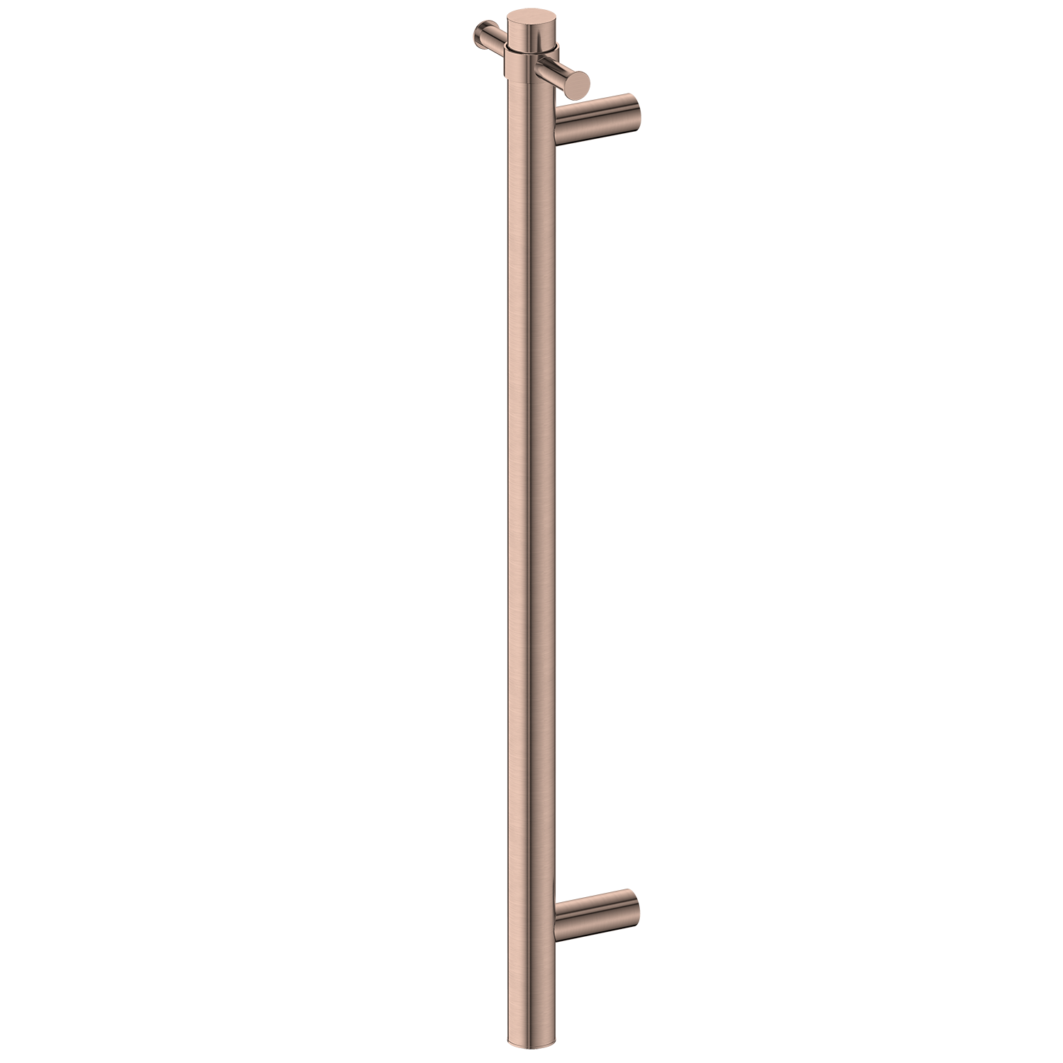 Rose gold towel rail on a white background
