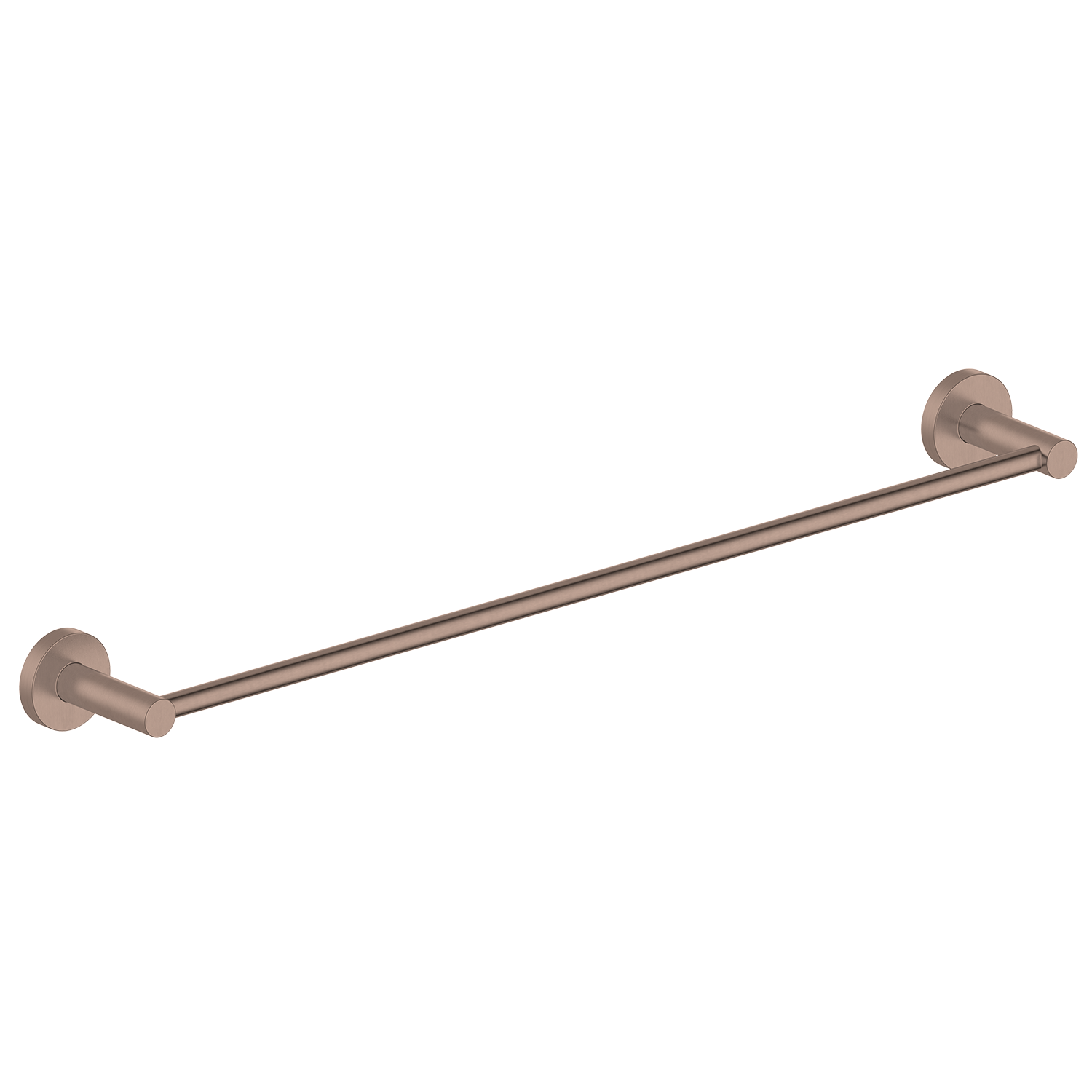 Rose gold towel bar on a white background