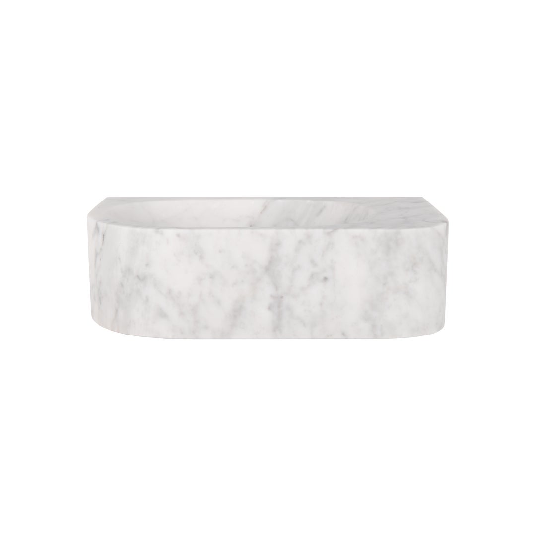 Marble-patterned stone basin on a white background