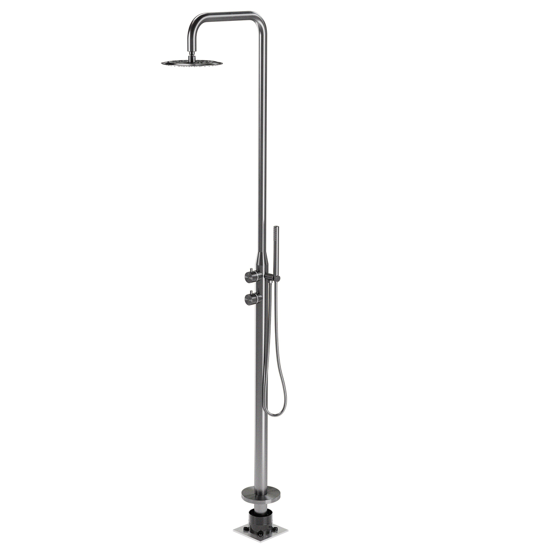 Vita Noir Outdoor Shower In Brushed Finish