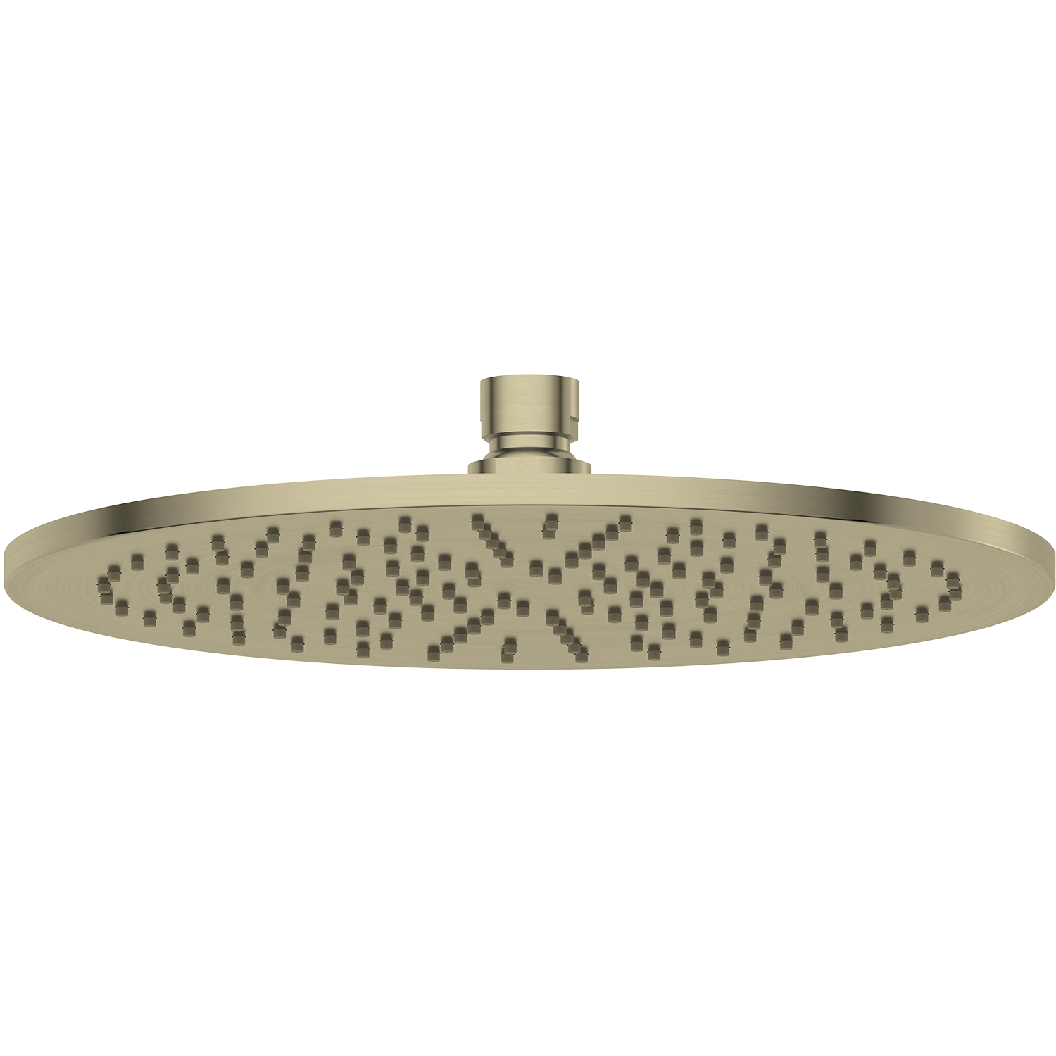 Brushed Gold shower head on a white background