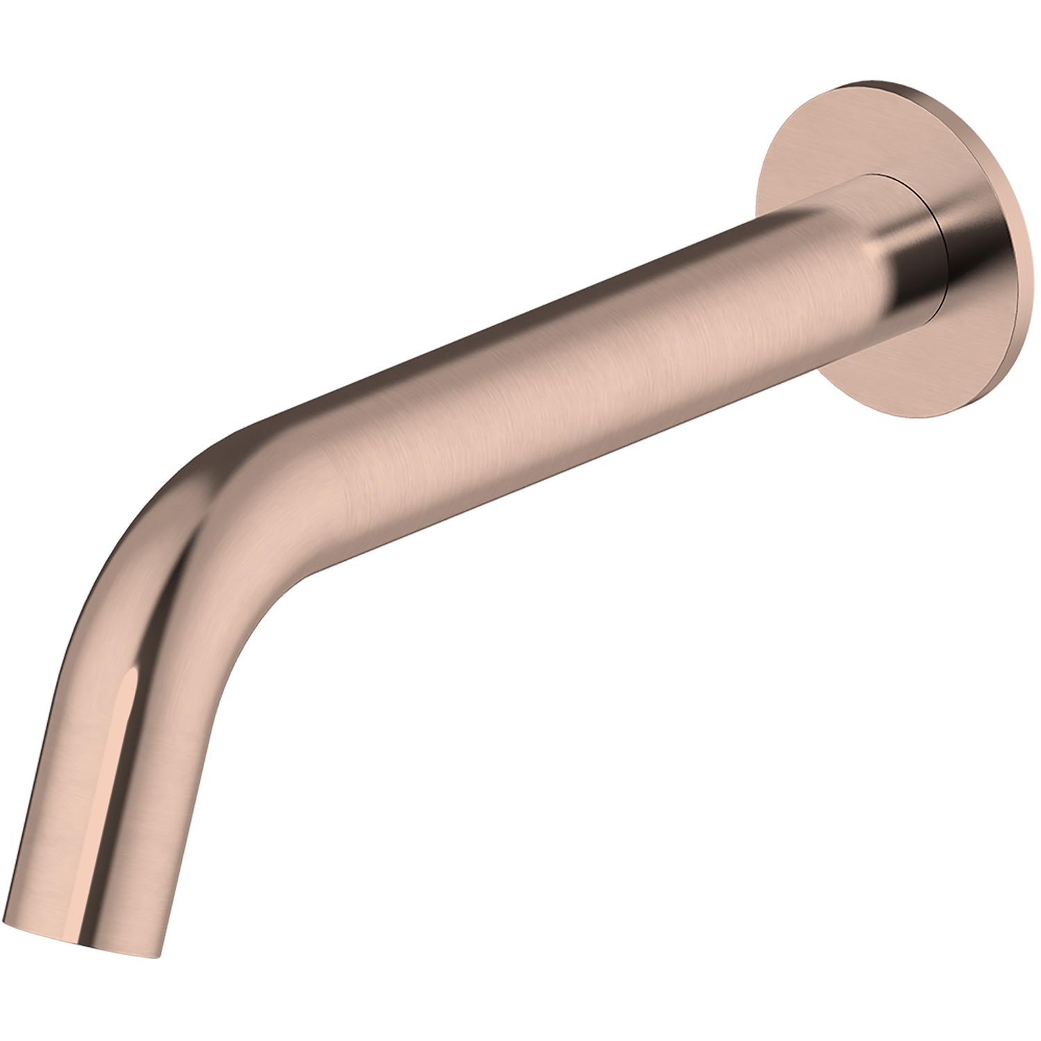 Rose gold wall mixer arm on a white background