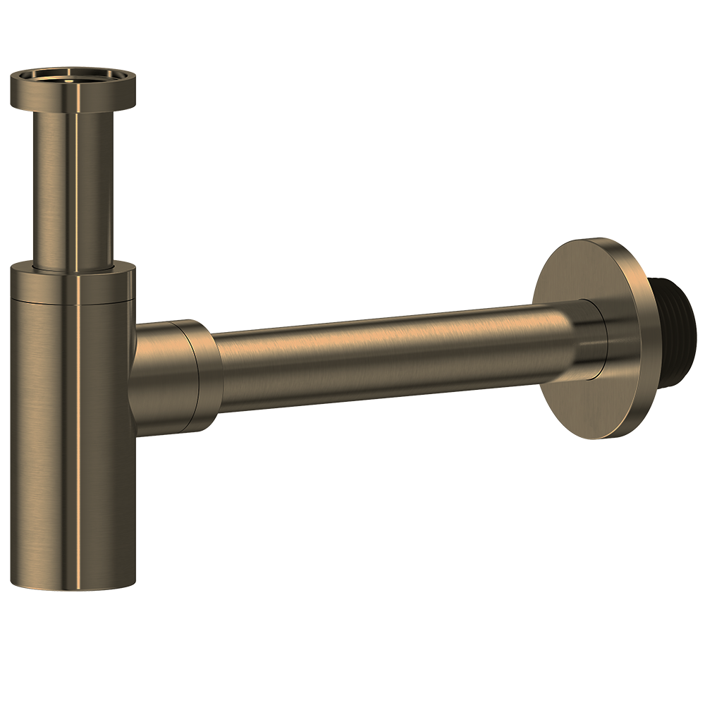 Antique Brass bottle trap drainage on a white background