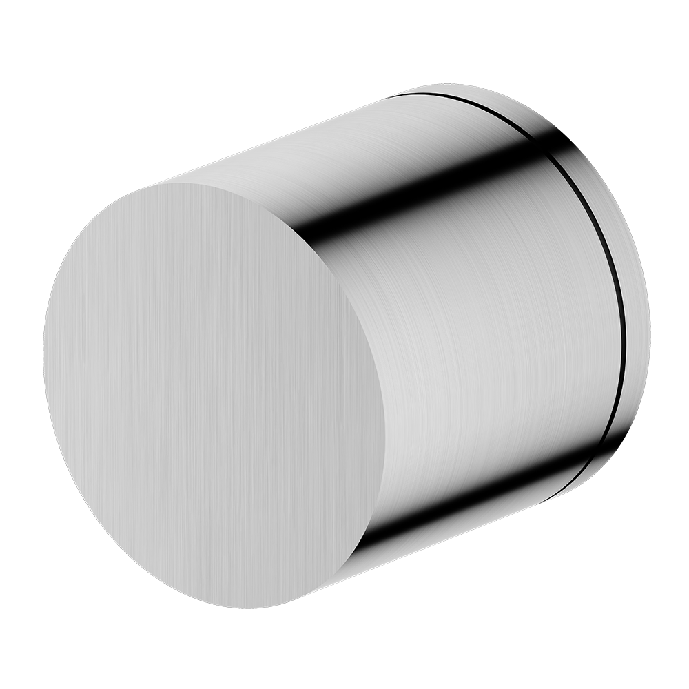Brushed Nickel wall mixer knob on a white background