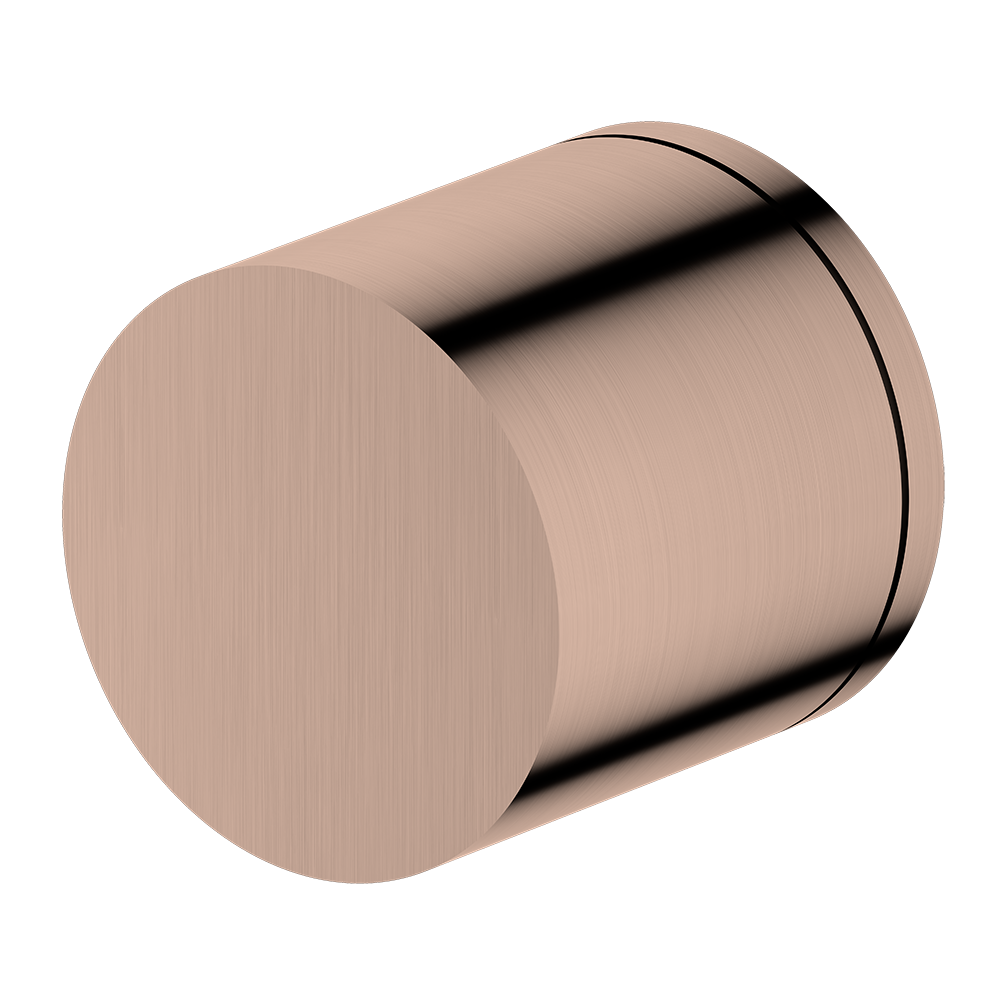 Cylindrical rose gold wall mixer handle object on a white background
