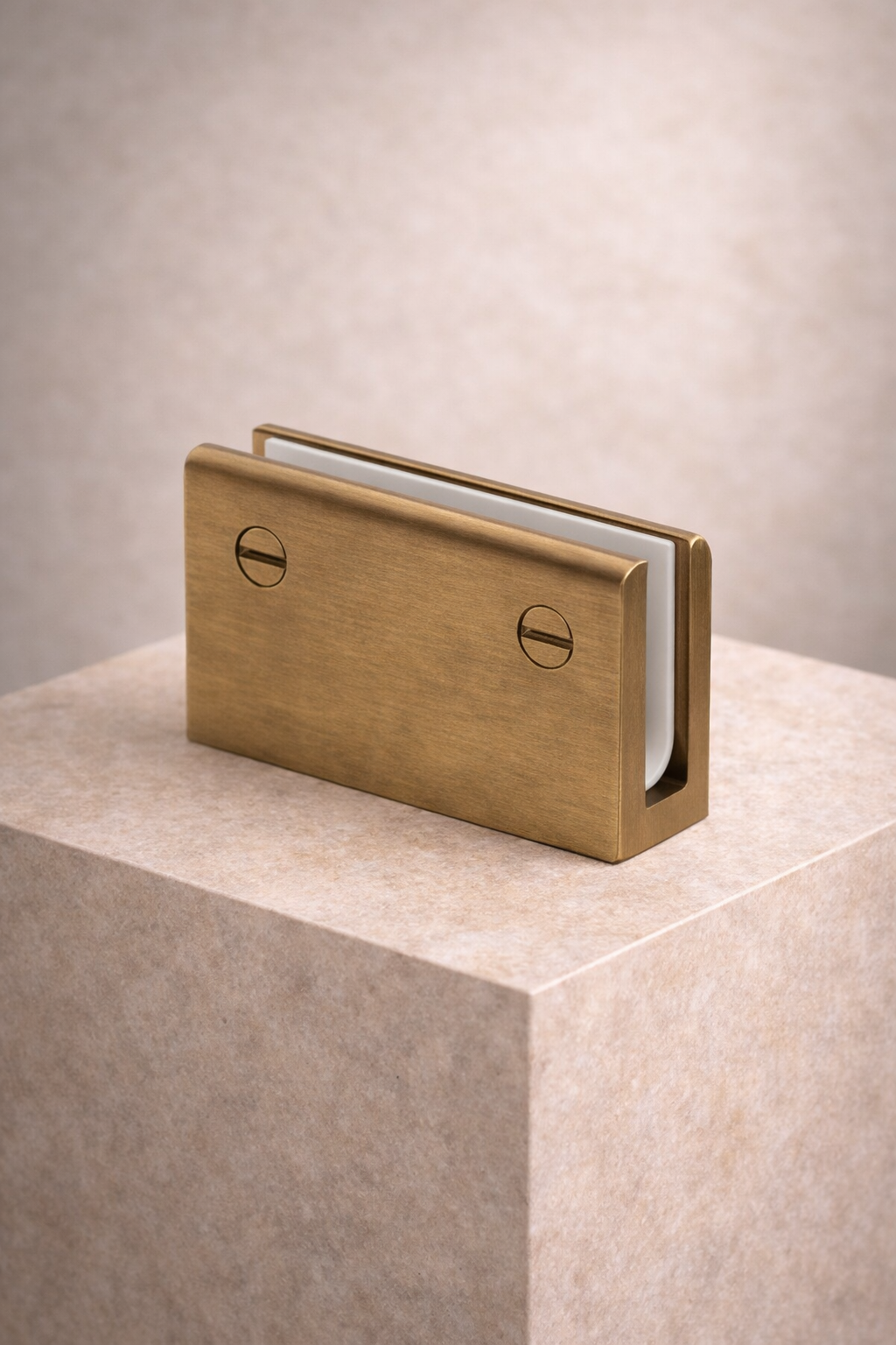 Antique Brass Shower Bracket on a beige surface with a neutral background