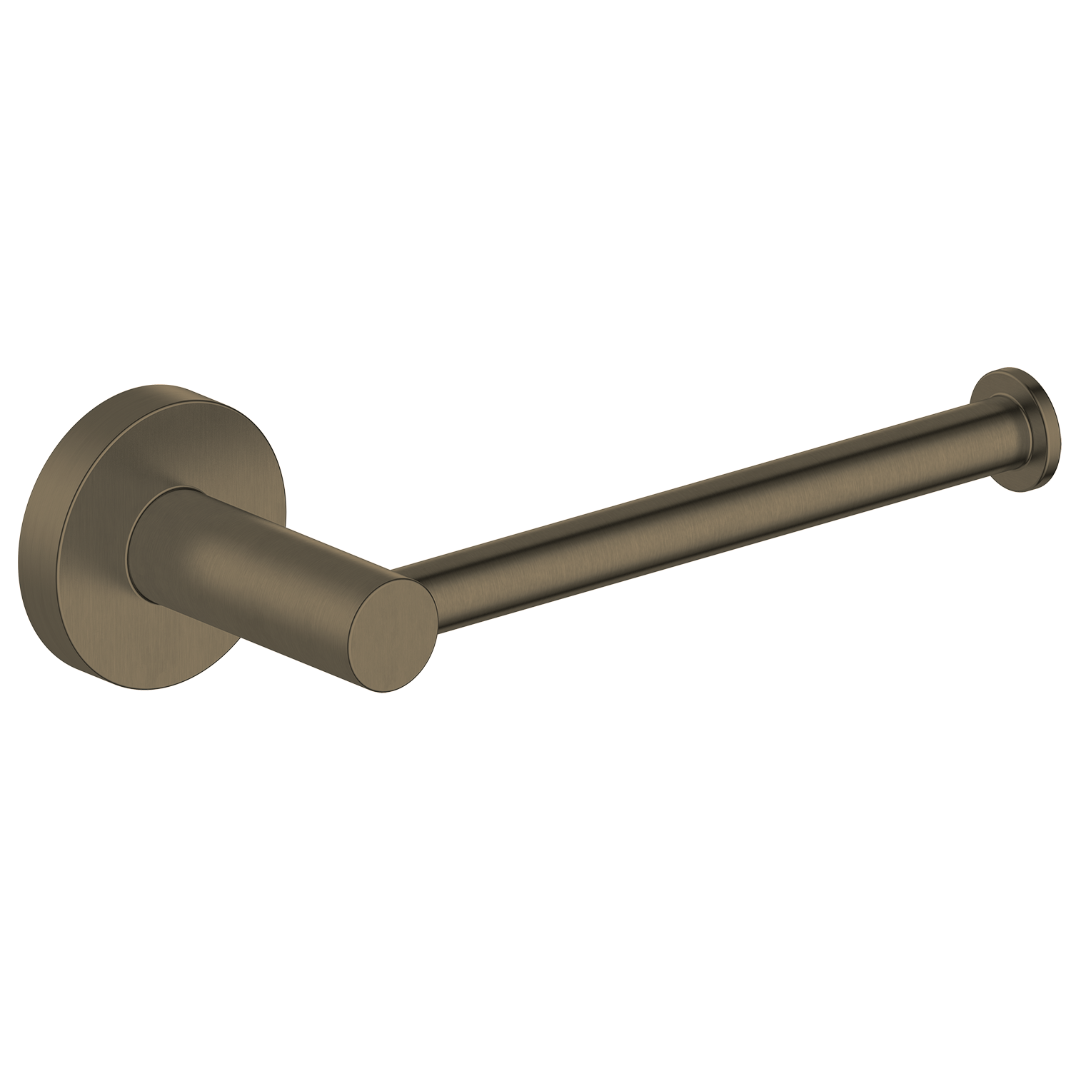 Antique brass toilet paper holder on a white background