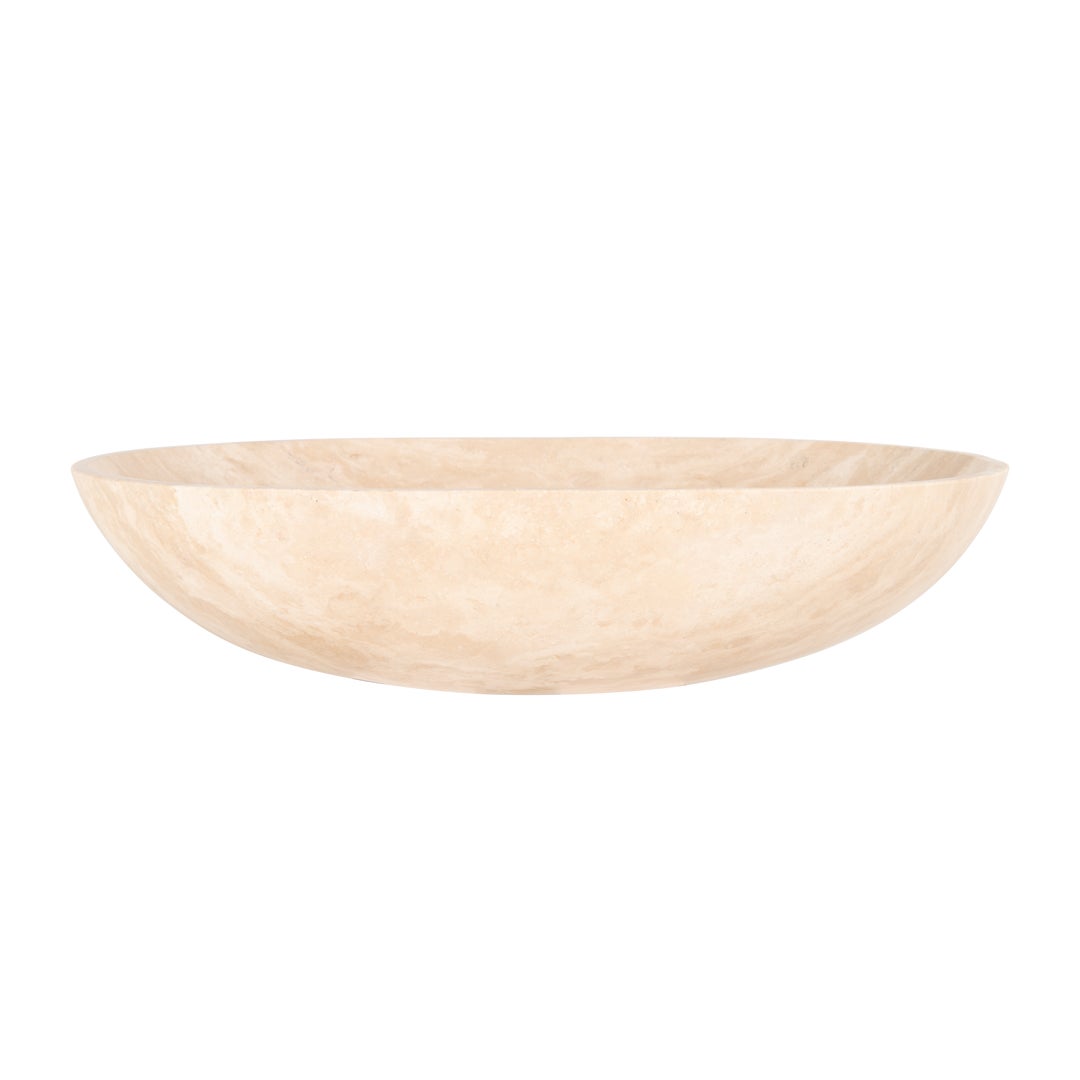 Beige stone basin on a white background