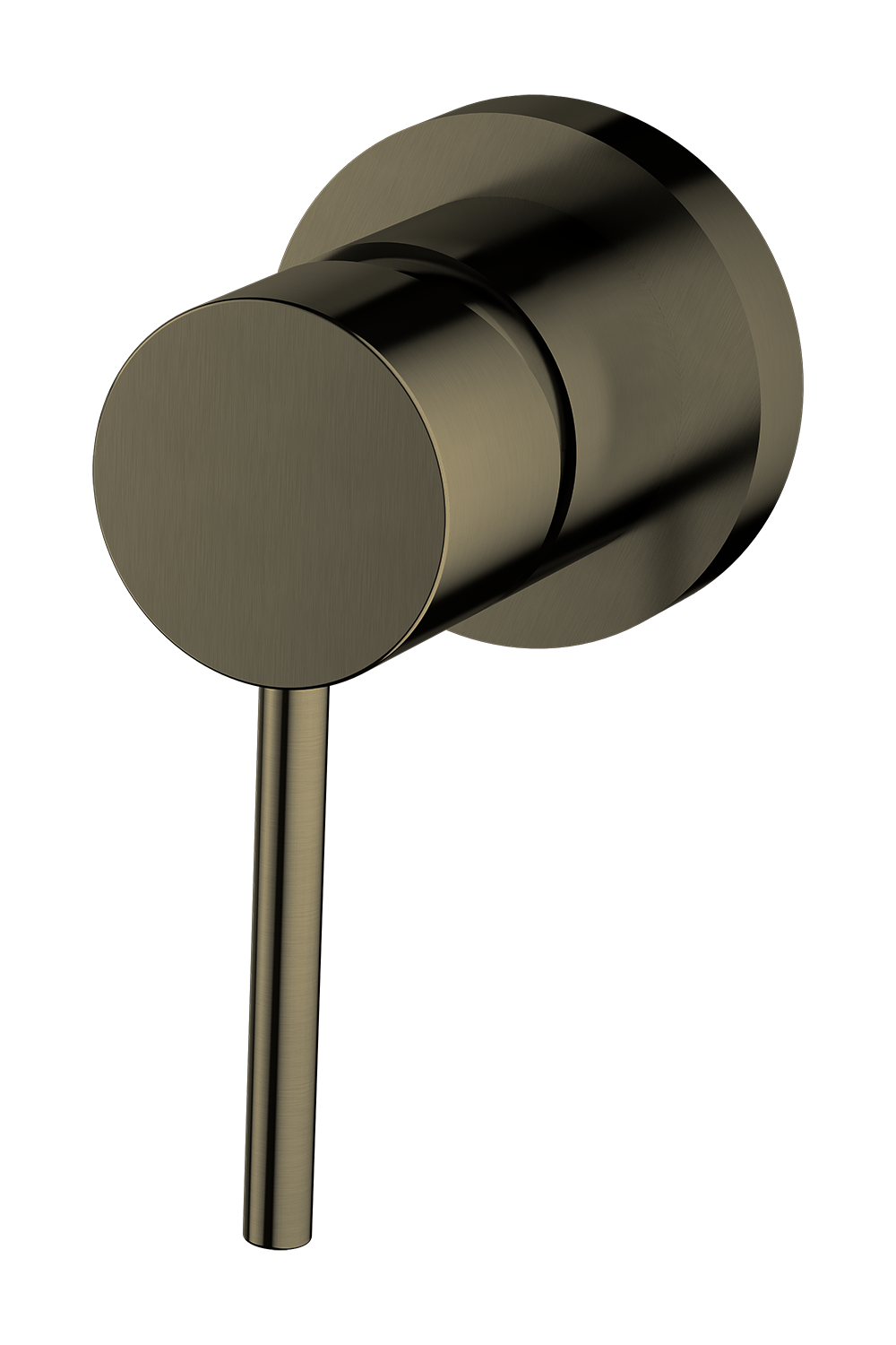 Antique Brass-coloured wall-mounted valve handle on a white background