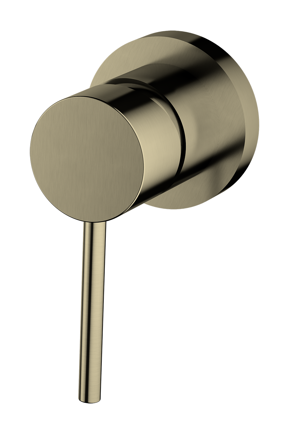 Brushed Gold-coloured wall-mounted valve handle on a white background