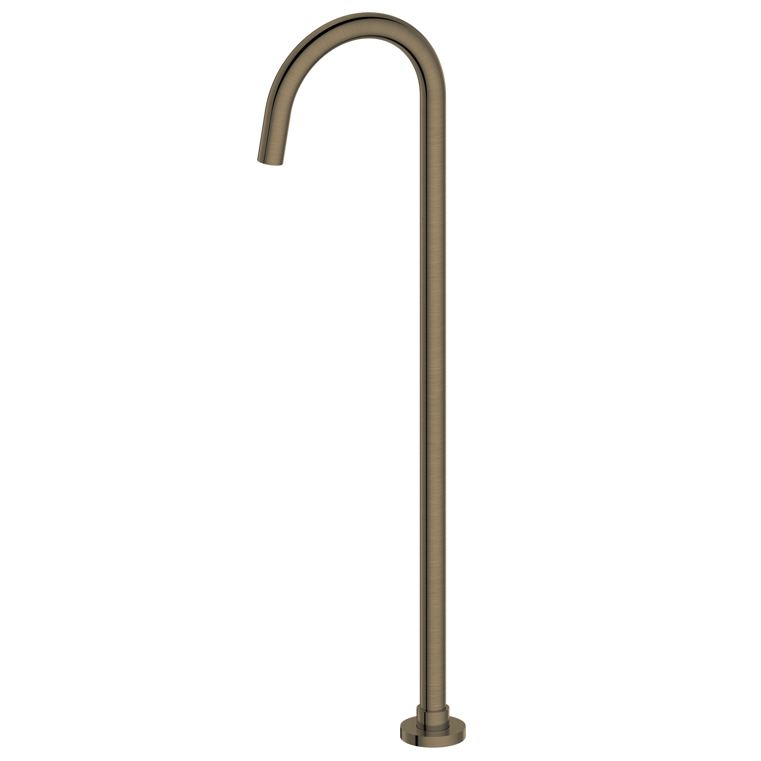 Antique Brass curved bath faucet on a white background