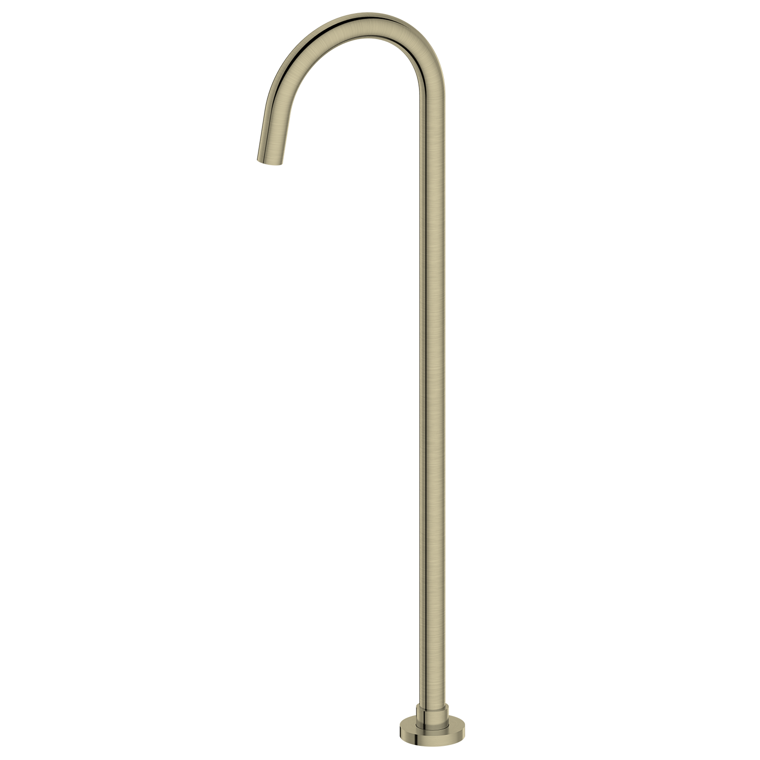 Brushed Gold-coloured freestanding bathtub faucet on a white background